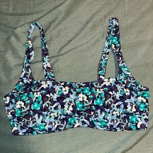 Athleta Blue and Green Floral Swim top